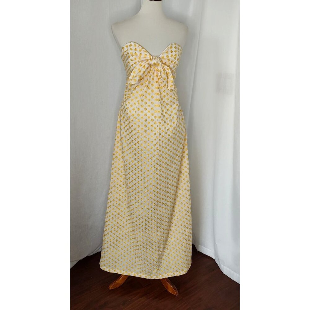 Significant Other Allure Yellow Strapless Maxi Dress Sunflower Embroidered NEW - Picture 5 of 14
